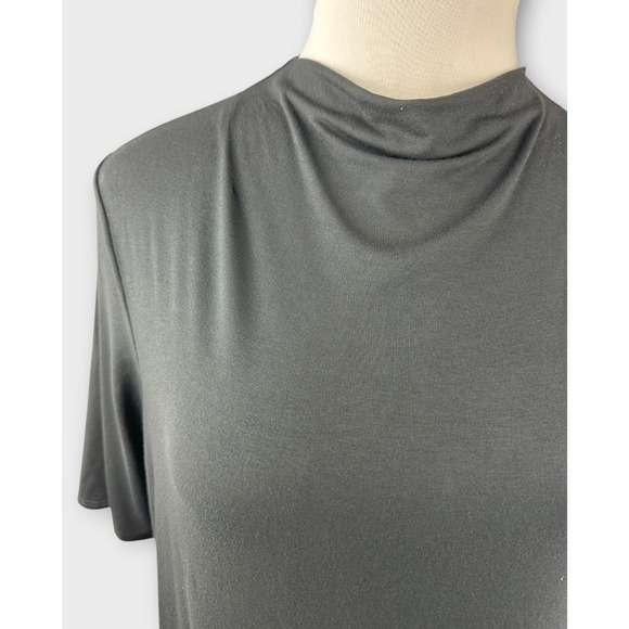 Eileen Fisher Stretch Jersey Knit Mock Neck Dress Midi Half Sleeve Black Size XL - Picture 4 of 14